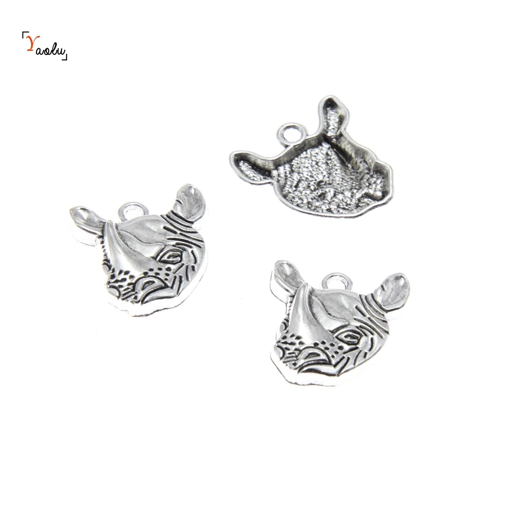 10pieces Rhinoceros head Charm Pendant Animal rhinoceros head Jewelry pendants 21x20x4mm