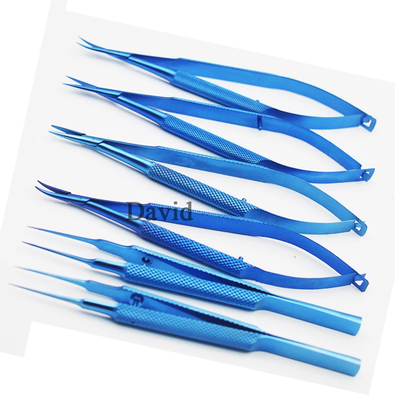 4pcs/set 14cm Titanium microsurgical instruments microsurgery instruments Kit scissors needle holder forceps