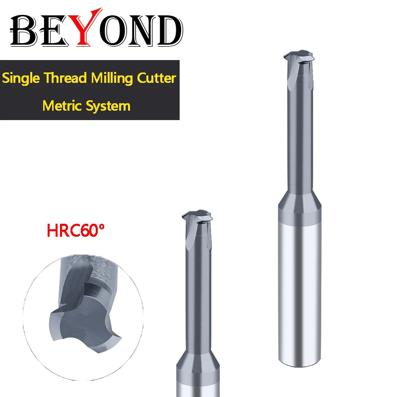 BEYOND Thread Cutter Single Edge Milling Tool Center Metric System Tungsten Carbide Steel Deep Hole M1.6 M1.2 M6 M8 M20 HRC60