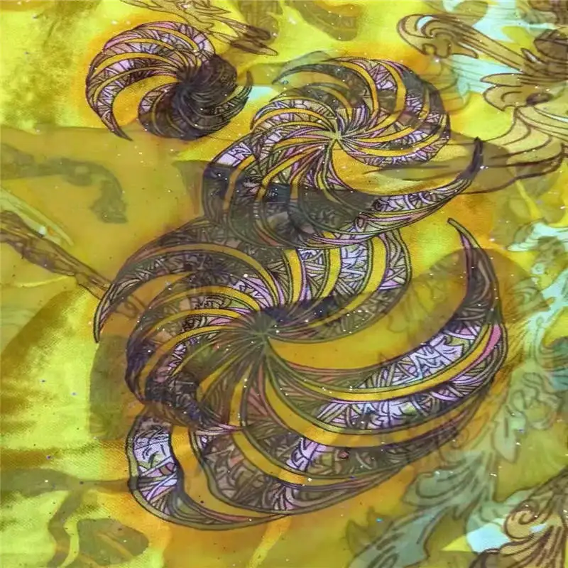 Latest Fashion Design African Soft Silk Fabric For Garment Neat Embroidery On The Material Silk Fabric 5 Yards. L11213