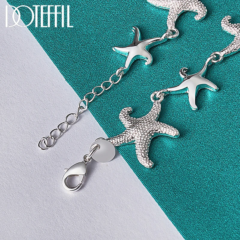 DOTEFFIL 925 Sterling Silver Charm Starfish Bracelet Chain For Women Wedding Engagement Party Fashion Jewelry