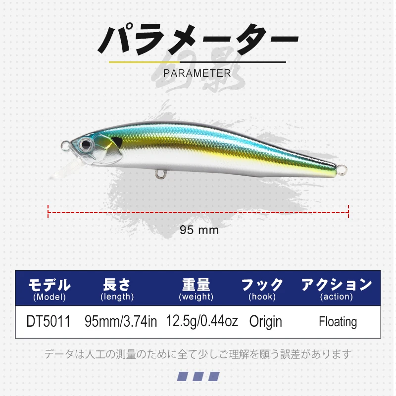 D1 Floating Minnow Fishing Lures 95mm 12.5g Artificial Wobblers For Pike Bass Trolling Jerkbait Natural Color Fishing Tackle