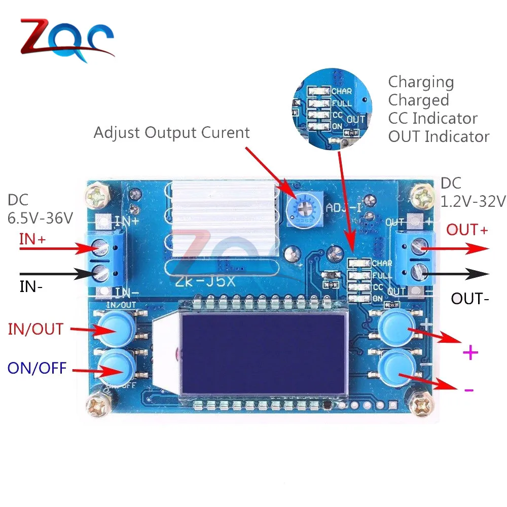 DC DC Step Down DC 6.5 -36V to 1.2-32V 5A CC/CV LCD Digital Display Adjustable Buck Power Supply Voltage Regulator with Case