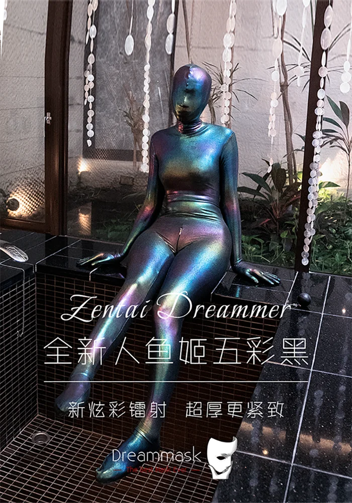 (ZD002) lusso personalizza lucido colorato nero sirena Fetish Wear tuta Zentai collant per tutto il corpo