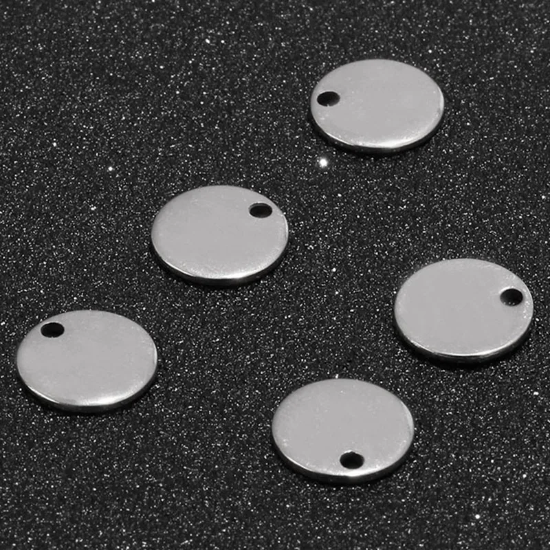 80pcs/lot Stainless Steel 8mm/10mm Stamping Blank Circle Charms Findings
