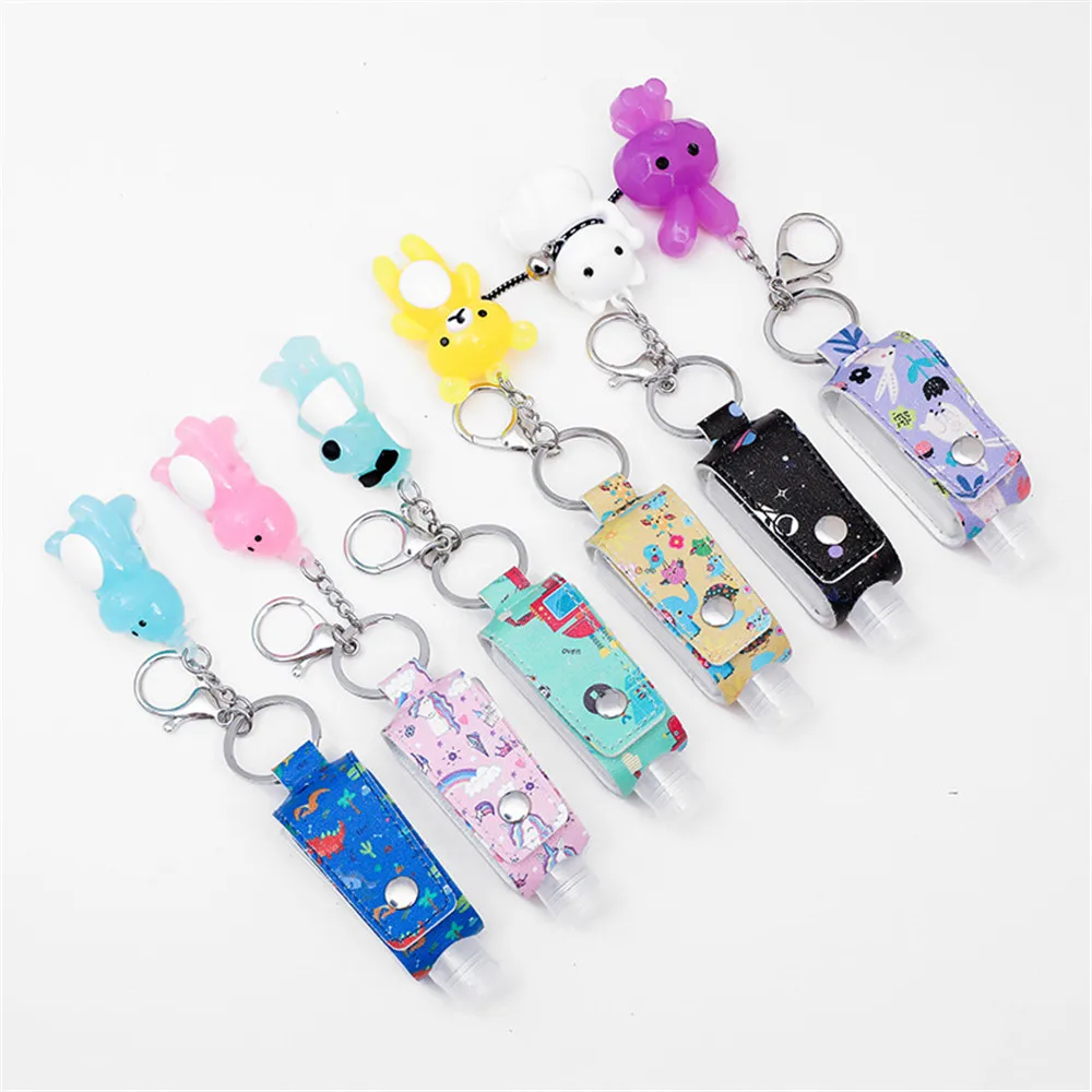 30ML Hand Sanitizer Leather Keychain Holder Travel Bottle Refillable Container Flip Reusable Bottle With Tassel Keychain Carrier