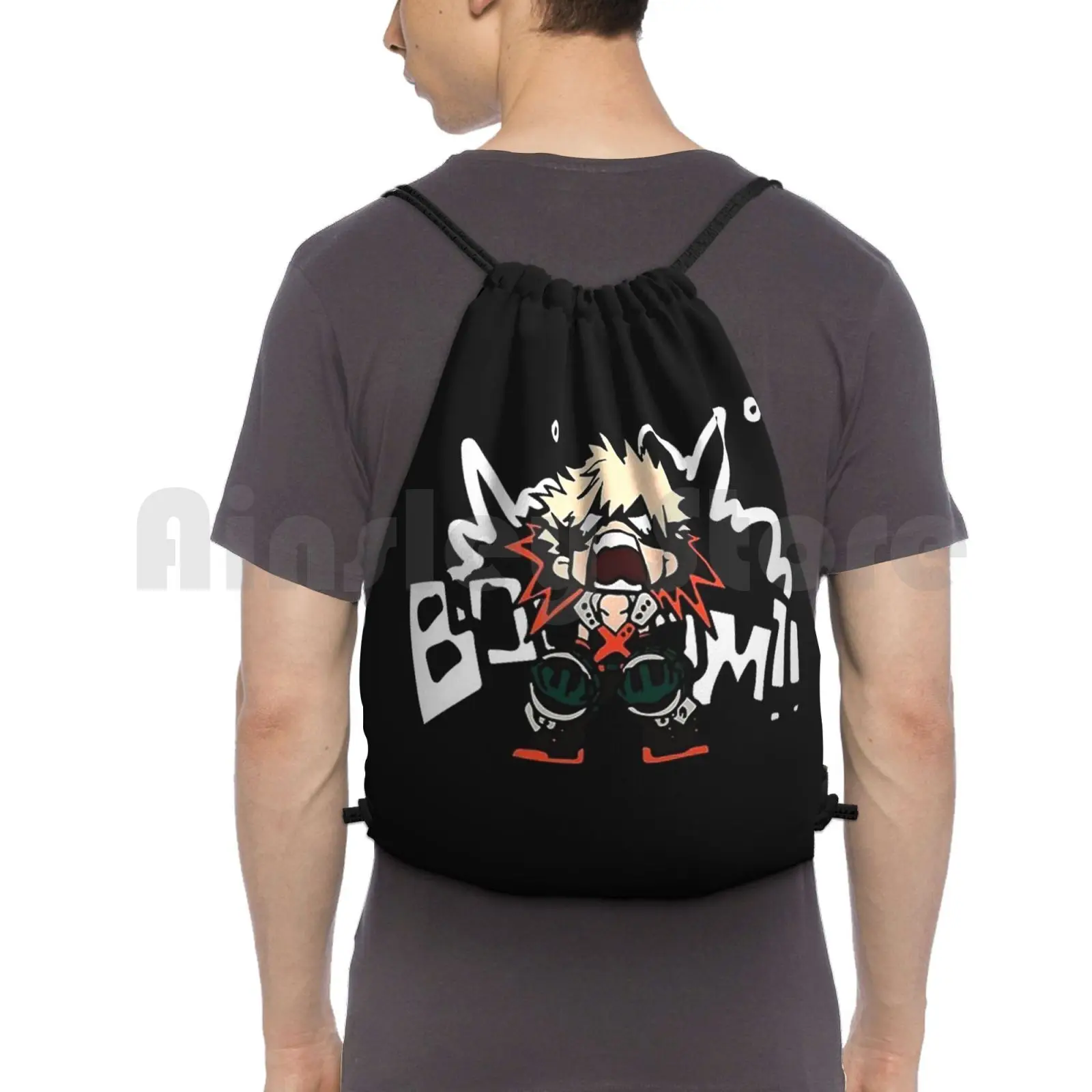 Boom!!! Backpack Drawstring Bags Gym Bag Waterproof Abang Boku No Hero Academia Bnha Mha Katsuki Bakugo Bakugo Bakugou