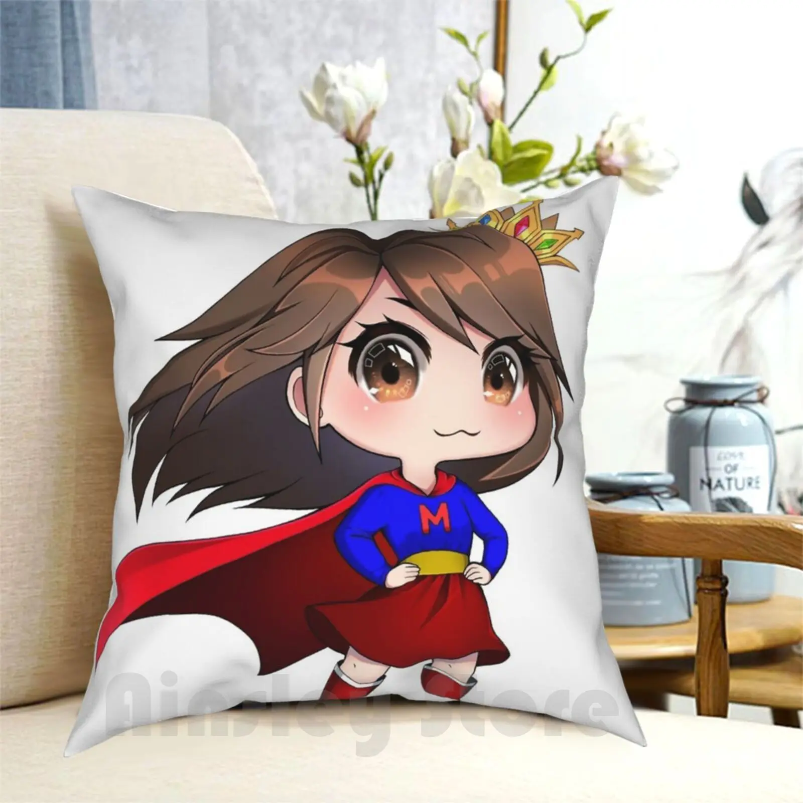 Superhero Mish Pillow Case Printed Home Soft DIY Pillow cover Superhero Mishmanners Chibi Streamer Hero Twitch Streamer