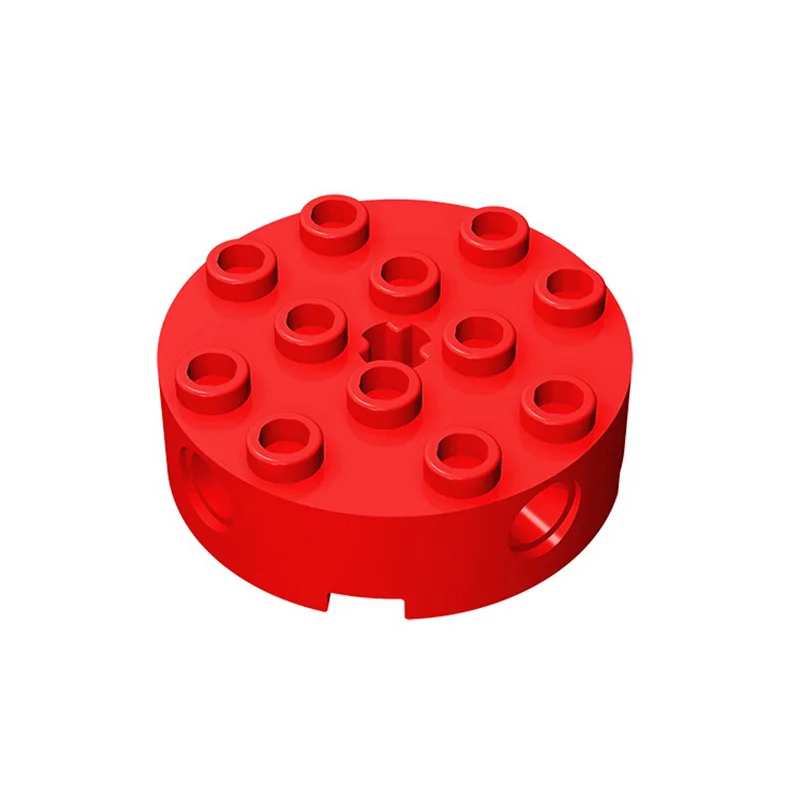 10pcs MOC Parts 6222 Brick Round 4 x 4 with 4 Side Pin Holes and Center Axle Hole Compatible Building Block Particle DIY Toy