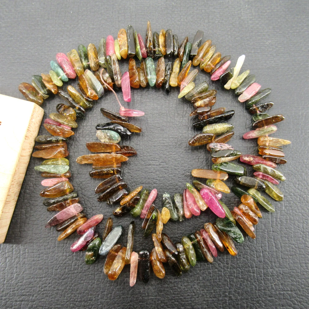 

2 strands Natural Colorful Top-drilled Tourmaline Chips Fancy Loose Beads 15.5" Jewelry Making DIY