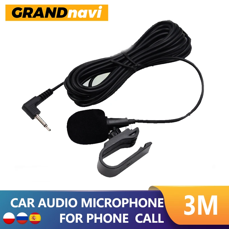 GRANDnavi Autoradio, Auto-DVD-Player, Mikrofon für Mobiltelefone, Sprechen, 3 m, Clip-on-Ansteckmikrofon, kabelgebunden, Mikrofon für Telefon, Laptop, PC