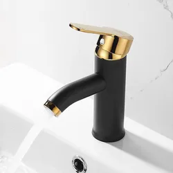Basin Sink Bathroom Faucet Deck Mounted Hot Cold Water Basin Mixer Taps Matte Black Gold Lavatory Sink Tap Crane Toilet Faucet