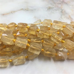 Natural Yellow Crystal Citrines Tube Beads For Necklace Bracelaet Making DG0003