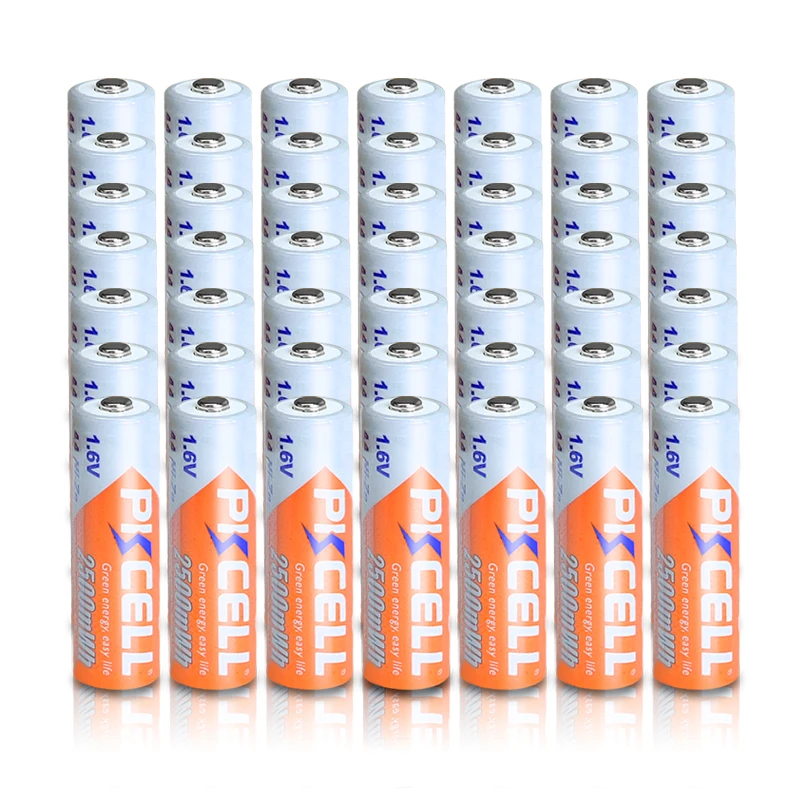 100PCS PKCELL 1.6V AA rechargeable battery 2500mWh NIZN aa batteries for electric remote flashlight