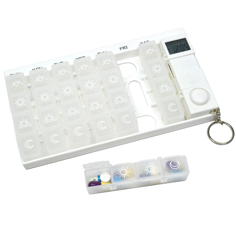 GREENWON Weekly 7 Days Pill Medicine Box Holder Organizer 28 Slots Pill Storage Box for Medications Supplements Vitamins