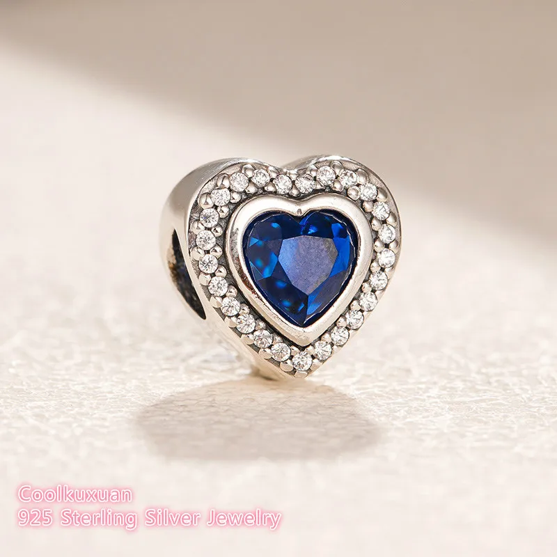 

Winter 100% 925 Sterling Silver Sparkling Love Charm, Clear CZ & Blue Crystal beads Fit Original Pandora Charms Bracelet