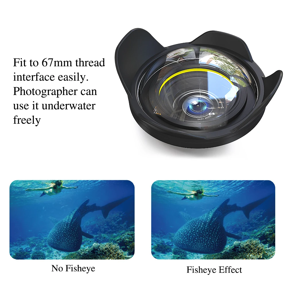 Camera Lens Wide Angle 67mm Interface for Sony Canon Nikon Olympus  TG 4 5 6 7 Underwater waterproof Diving Camera Housing Case