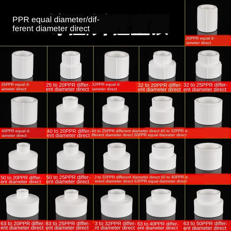 20/25/32/40/50/63PPR bezpośredni reduktor głowy PPR bezpośrednio kolei 1/2 w 3/4IN 1 cal PPR fajka wodna