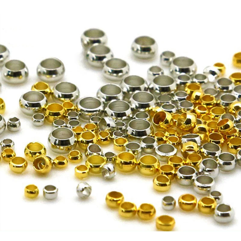 

500pcs/lot Gold Silver Copper Ball Crimp End Beads 2/2.5/3mm Stopper Spacer Beads For Diy Jewelry Making Findings Supplies