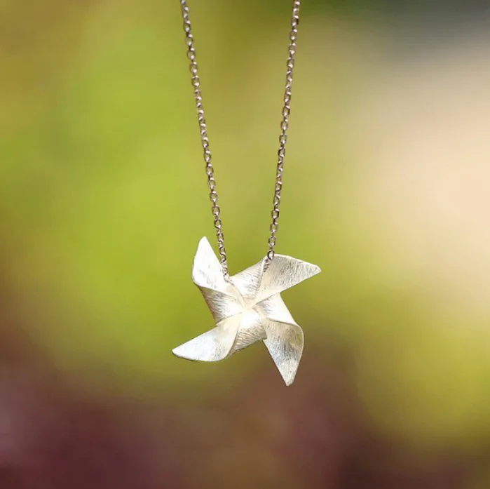 REETI Korean 925 Sterling Silver Jewelry windmill Choker Necklaces for Women Wedding Girls Statement Jewelry kolye