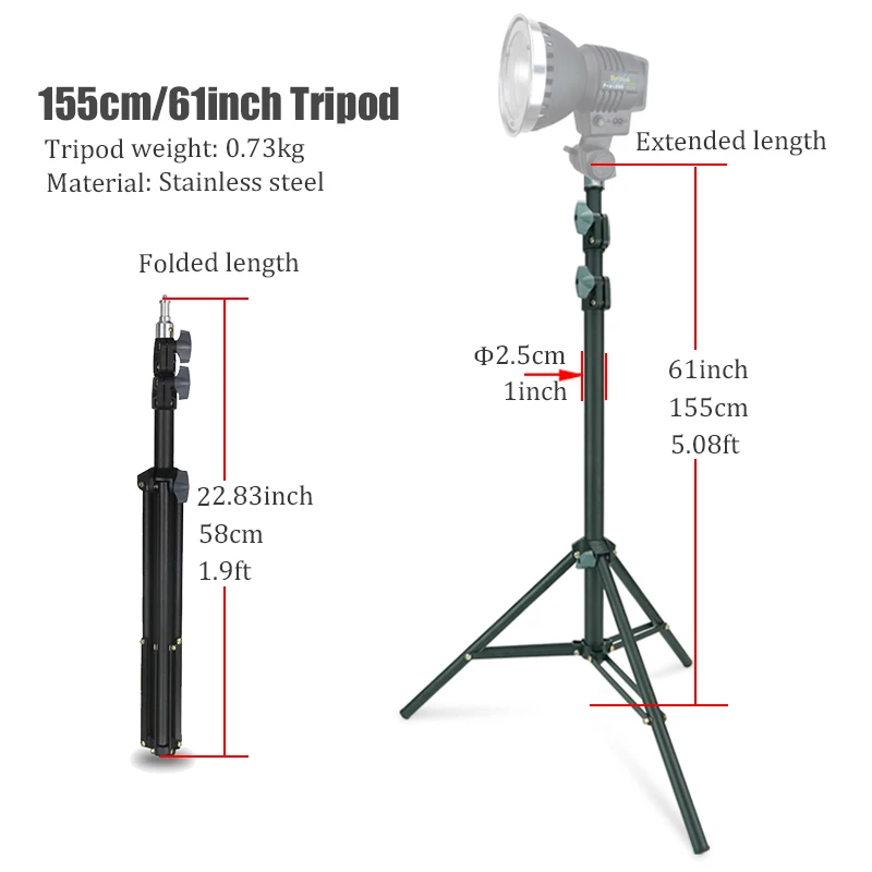 BFOLLOW 155cm 61inch Tripod Boom Arm for Mobile Phone Tablet DSLR Camera Top Down Shooting Stand Youtuber Unboxing Video Studio