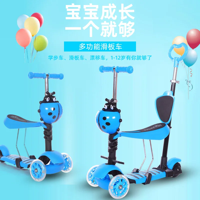 New Three-in-one Children\'s Scooter Multifunctional Baby Walker Fashion Tricycle Detachable Seat Kid Kick Scooter  Ride on Toys