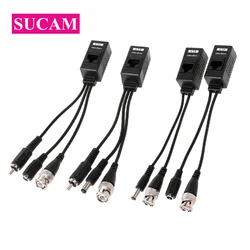 Transceptor Balun de Audio y alimentación de vídeo pasivo BNC a RJ45 de alta definición para cámara de seguridad CCTV, 5 pares/lote