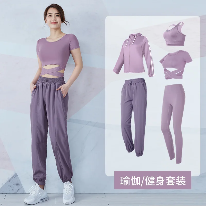 

Two Piece Set Women Yoga Women's Elastic Summer Short Sleeve High Running Conjuntos De Mujer Ensemble Femme