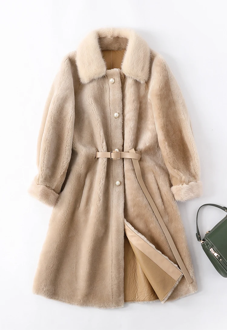 Real Coat Autumn Winter Wool Jacket Men Clothes 2020 Korean Vintage Mink Fur Collar Sheep Shearling Tops Abrigo Mujer A1801