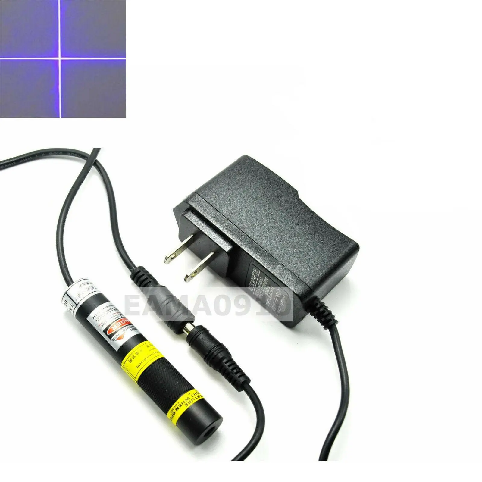 Focusable 405nm 100mW Cross Violet/Blue Laser Diode Module Locator w/ 5V Adapter