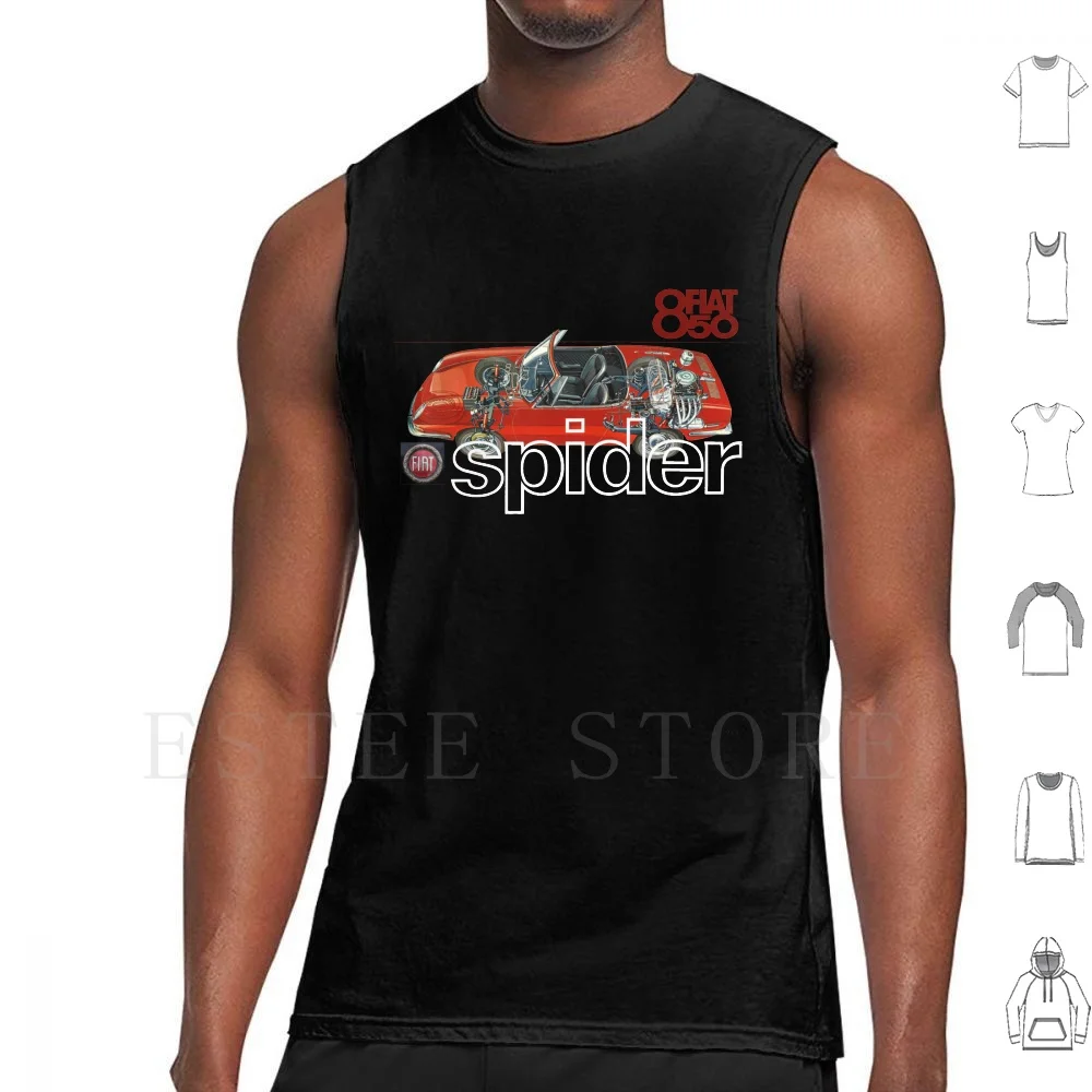 850 Spider Tank Tops Vest Sleeveless 850 Spider X1 9 Sports Convertible Coupe Italy Italian 1950s 1960s 1970s 50s