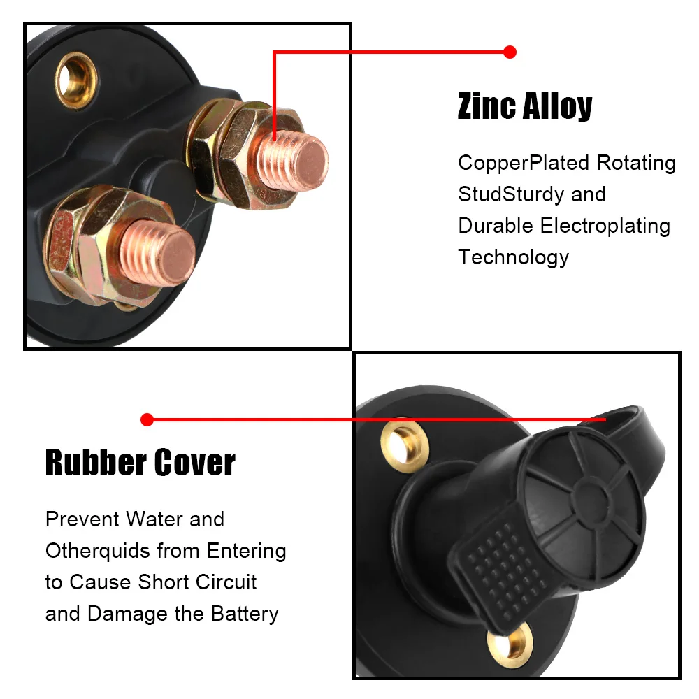 Vehicle Car Modified Isolator Disconnector Red Key Cut Off Battery Main Cut Off Kill Switch 12V 24V Car Power Switch