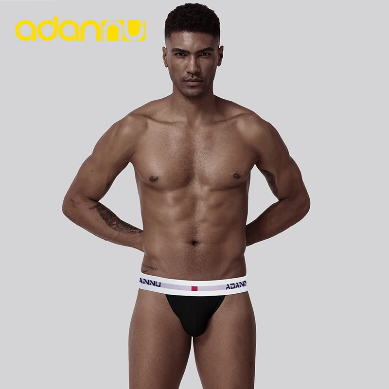 ADANNU Underwear Sexy Men Jockstrap Men Thong Cotton U Pouch Men Thong Male Panties Cueca Tanga Comfortable Underpants AD46