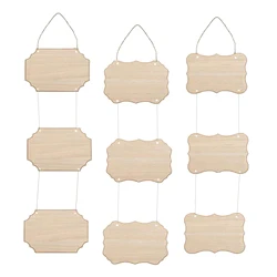 9Pcs/Set Nature Blank Wood Plaque for Hanging Sign DIY Wooden Message Board Painting Rustic Wedding Home Decor Wood Sign Plaque