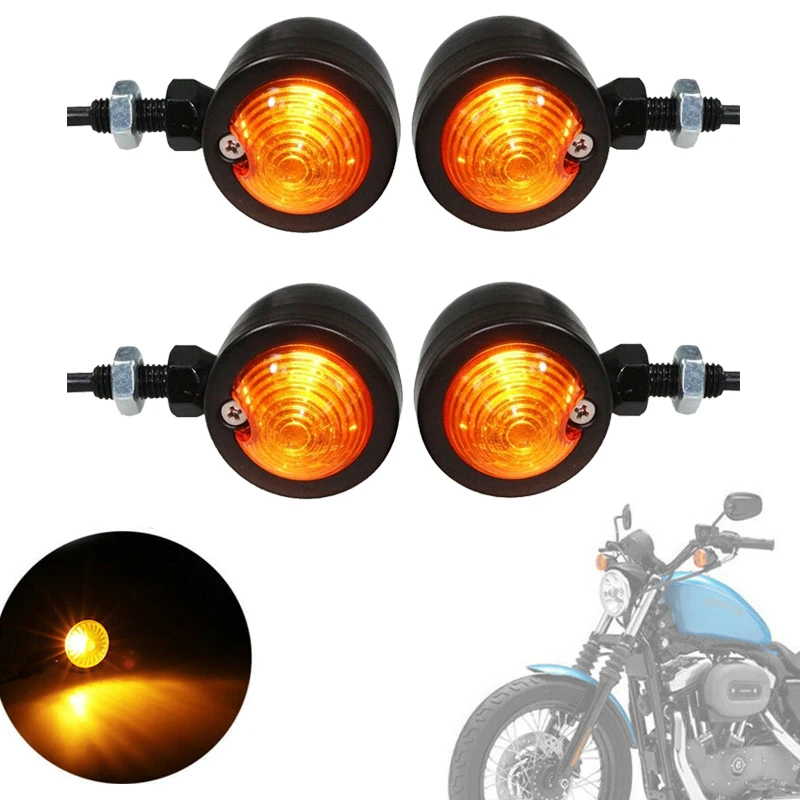 

Hot 4PCS Motorcycle Turn Signals Indicator Lights Amber Lamp for Harley XL Sportster 1200 883