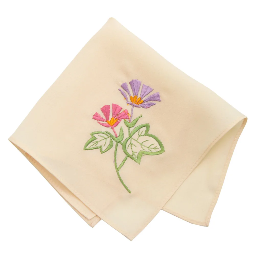 2Pcs Women Hankies Embroidered Flower Hanky Floral Assorted Ladies Girl Handkerchief Fabrics Accessories A3