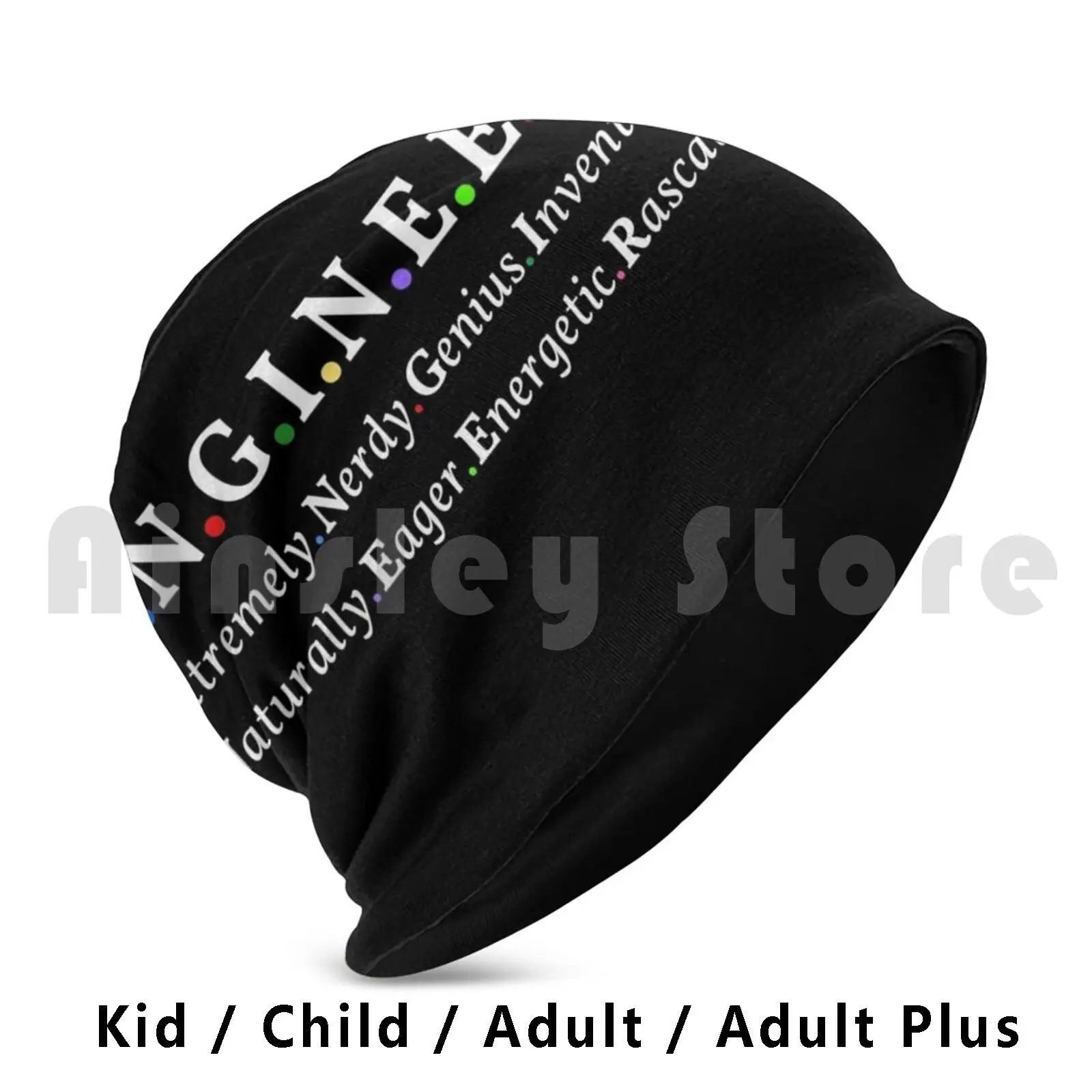 Engineer Qualities White Beanie Hedging Cap DIY Print Cushion Engineer Science Technology Funny Nerdy Innovative New