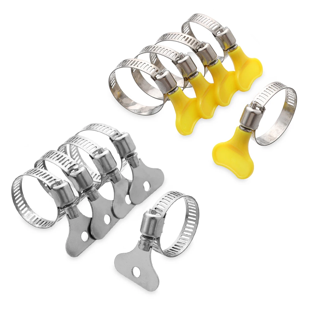 5Pcs Stainless Steel  Handle Hose Clamp Circular Air water Pipe Fuel Hose Clips of Water Pipe Fasteners Clamps Sealing Clamps