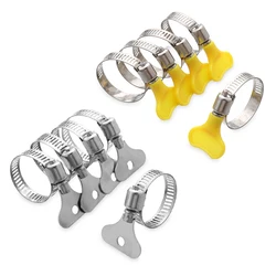 5Pcs Stainless Steel Handle Hose Clamp Circular Air water Pipe Fuel Hose Clips of Water Pipe Fasteners Clamps Sealing Clamps