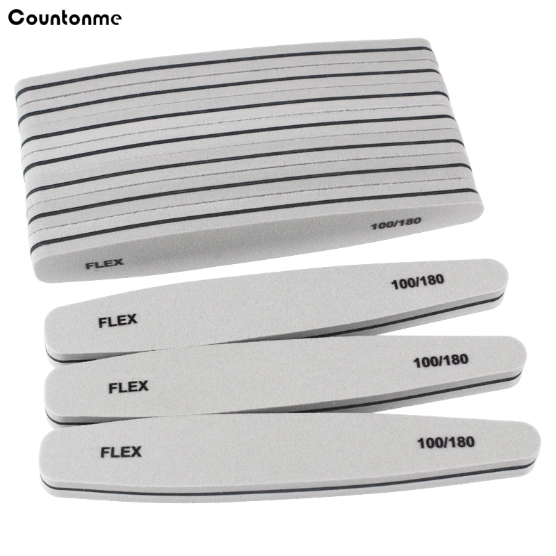 

50Pcs Sponge Professional Nail File 100/180 Grey Nail Buffer Double Sided Sanding Buffer for Nails Cuticle Remover Manicure Tool