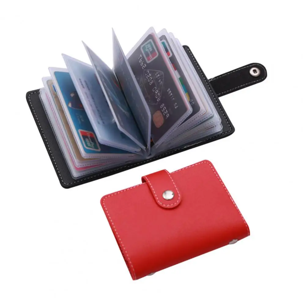 Women Credit Card Wallet Multi Slots Compartment Rectangle Mini Card Bag Portable Button Card Holder