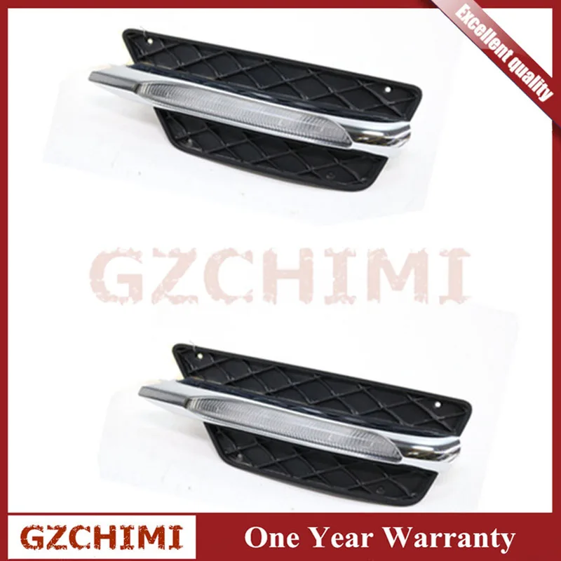 

A2048851353 A2048851453 LH + RH Front Bumper Grill Molding LED Fog Light DRL For Mercedes C-Class 2012 2013 2014