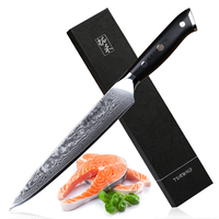TURWHO 8 Inch Slicing Knife Japan Damascus Steel Cleaver Meat Knife Ebony G10 Handle Professional Sashimi Sushi Chef's Knives