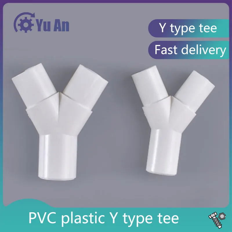 PVC Plastic Y Type Tee Y Tee Fork Water Pipe Tee Drip Box Tee Joint 16mm / 20mm 1Pcs