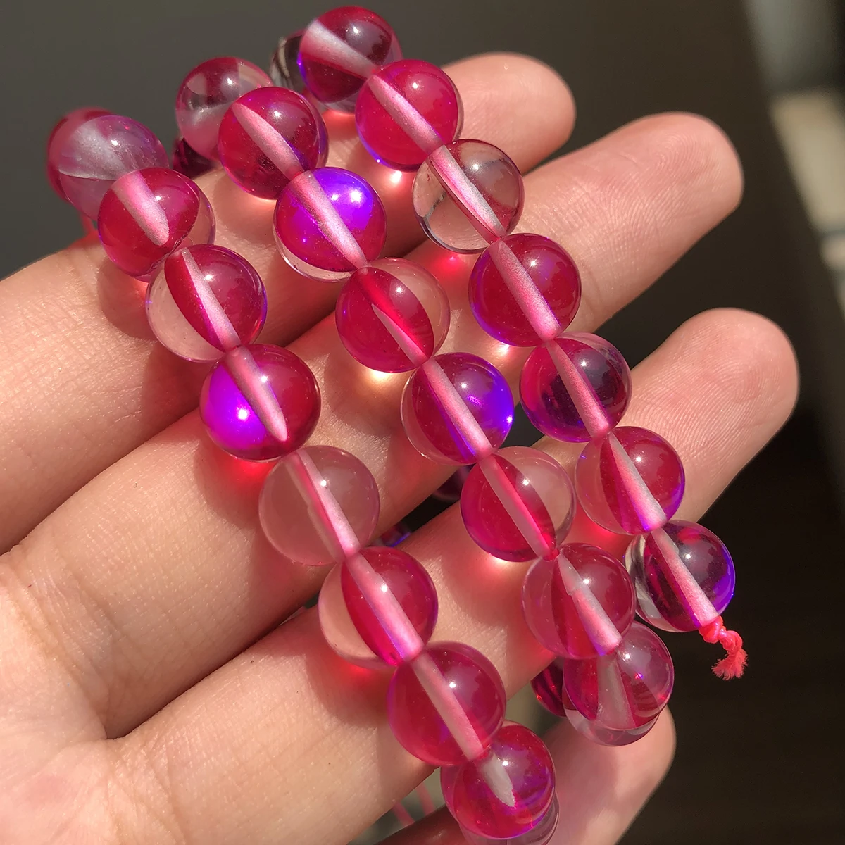 Matte Kristallglasperlen, gefrosteter Mondstein, glitzernd, rund, lose Perlen für die Schmuckherstellung, DIY-Halskette, Armband, 15 Zoll – Detail 7