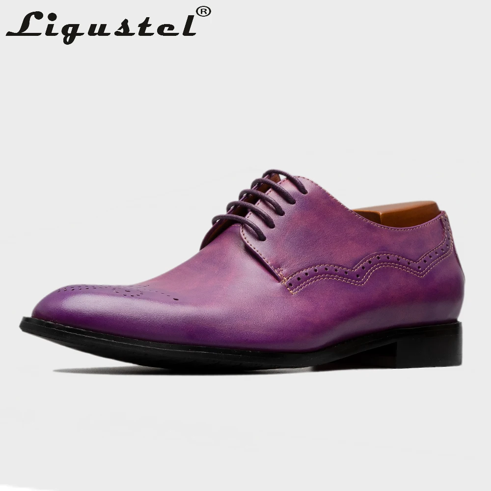 Patina Dyeing Oxfords Shoes Calf Leather Italy Designer Wedding Red Bottom Dress Shoes Purple Men Shoes Handemade Custom