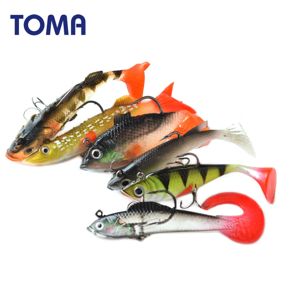 TOMA-señuelo blando de 7g, 10g, 13g, 15g, cebo Artificial de silicona que se hunde, señuelo de pesca de lubina, Jig Head, cebo blando para aparejos de pesca de carpa
