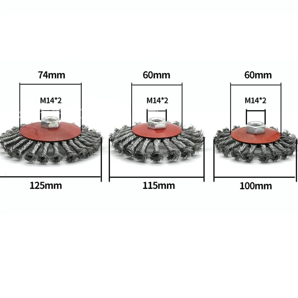 100/115/125mm Wire Brush Twist Knot Wire Wheel Brush Rotary Disc For Angle Grinder Rust Burr Paint Removal Polishing Grinde