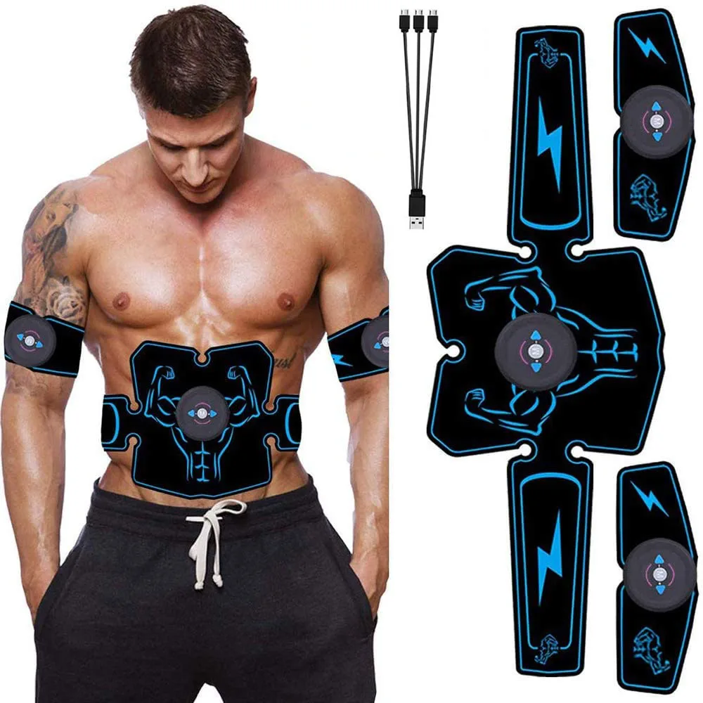 Muscle Stimulator EMS Abs Trainer Fitness Training Gear Abdominal Muscles Toner with USB Rechargeable Workout Equipment Machine