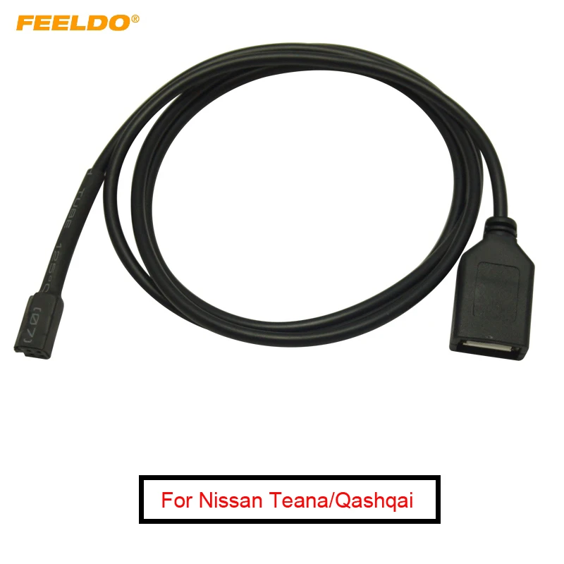 

FEELDO 1Pc Car Original 4Pin Plug To USB Adapter Conector For Nissan Teana Qashqai CD Radio Audio Media Cable Data Wire #FD5660